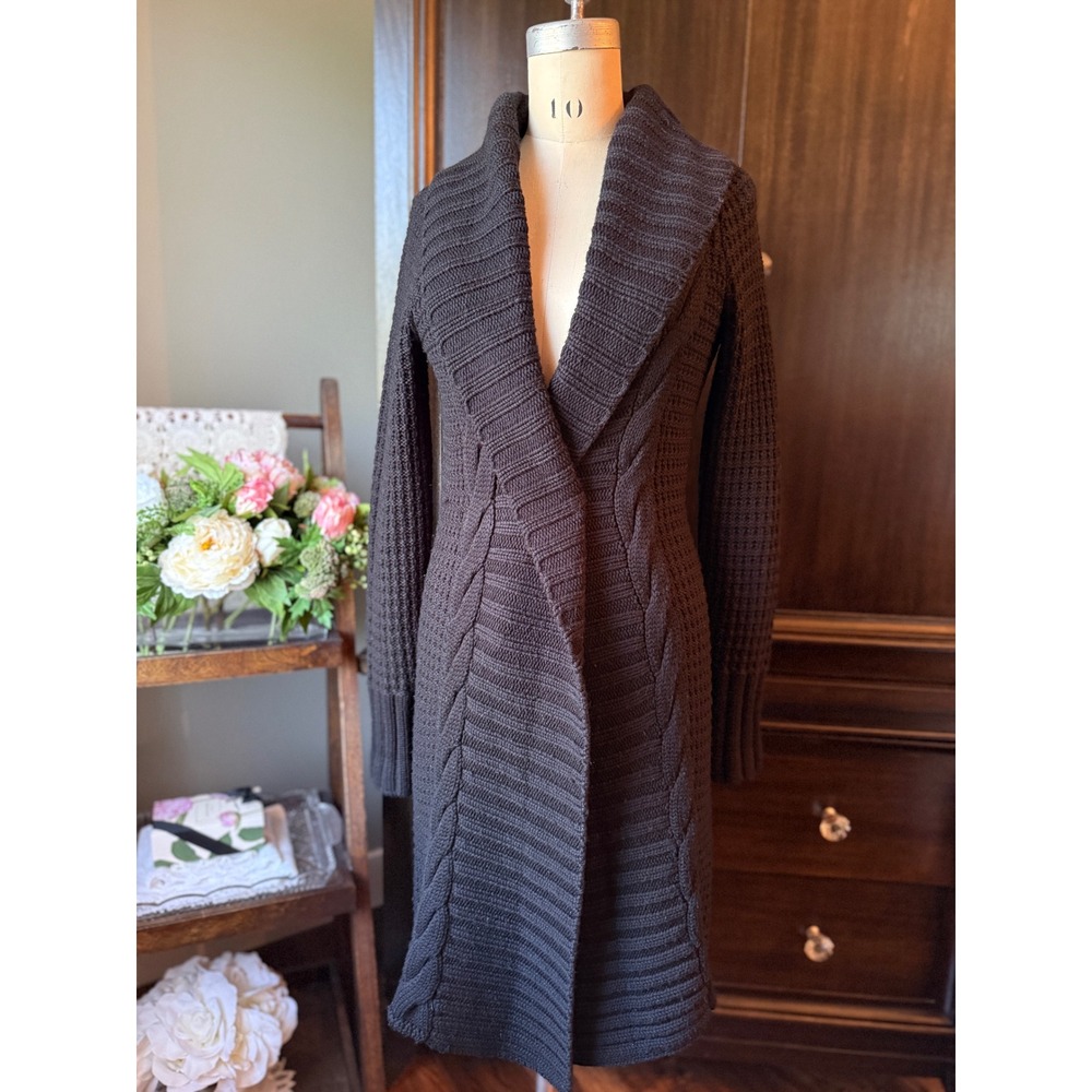Banana Republic Extra Fine Merino Wool Long Cardigan Sweater Black Small 606672